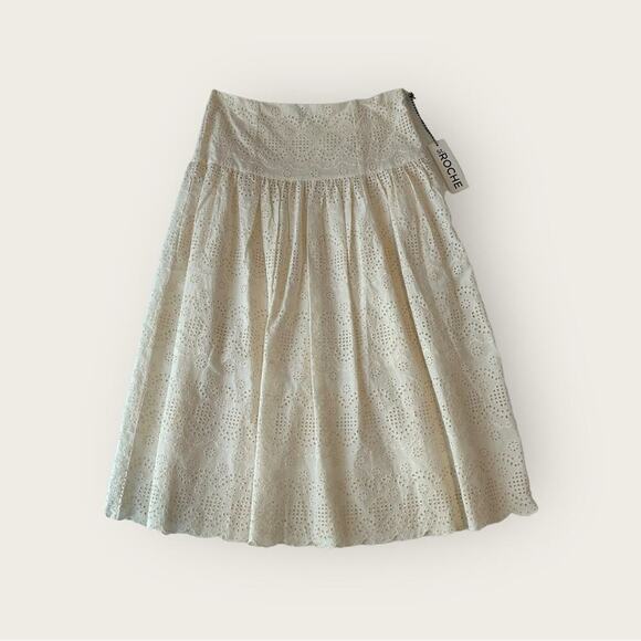 NWT | St. Roche | Winona Eyelet Midi Skirt | Off-White | Size 8 - Picture 2 of 12